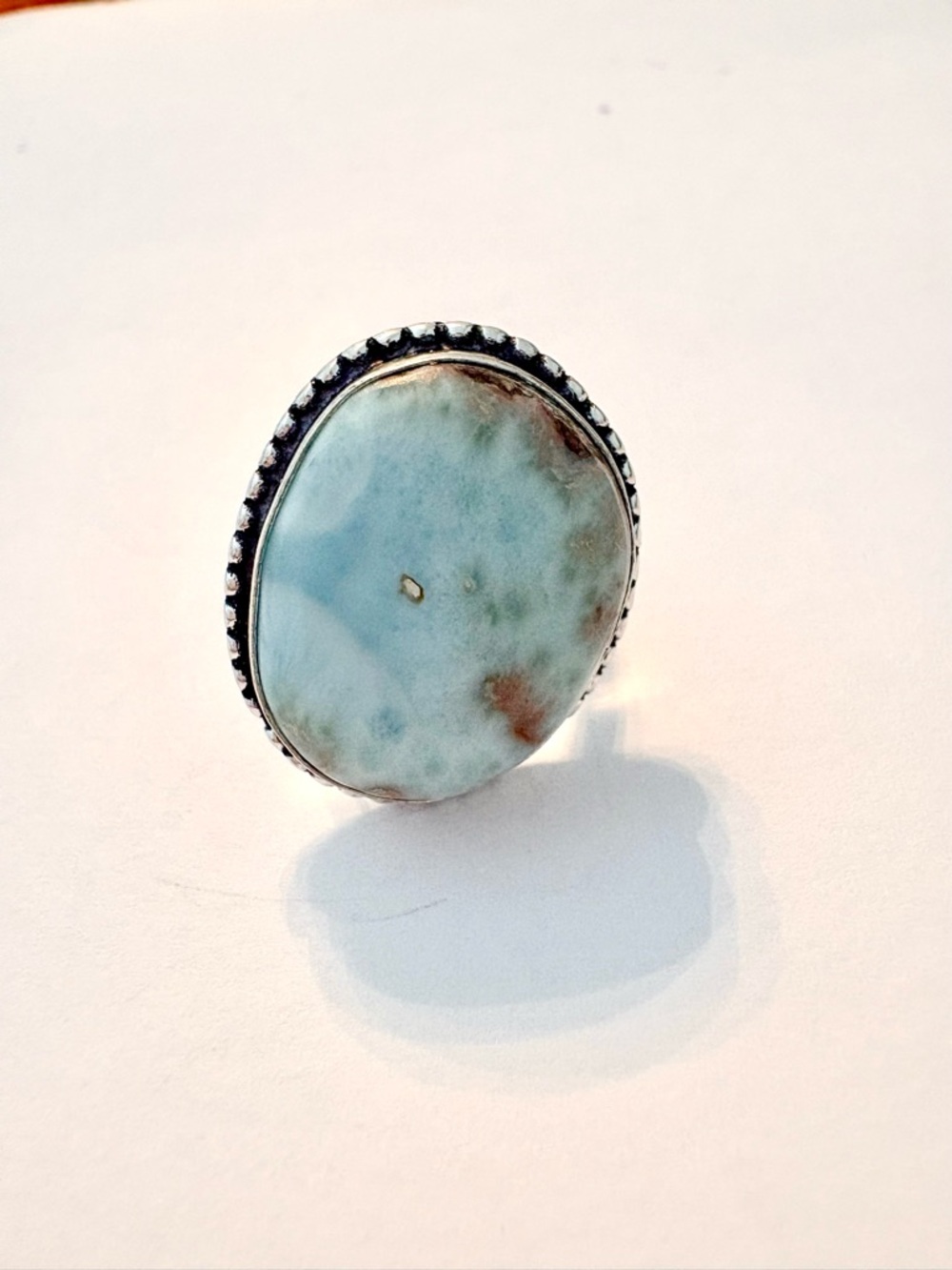 1 inch, 925 marked, Larimar ring, size 7
